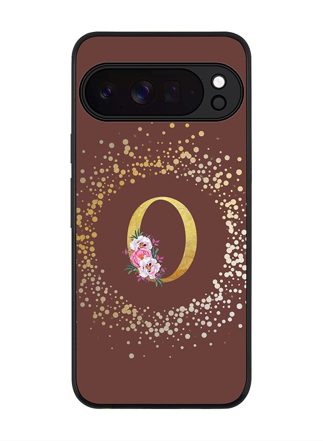 For Google Pixel 10 Pro XL Case,Slim fit Camera Protection, Shockproof Thin Phone cover  - Custom Monogram Floral - O  (Brown )